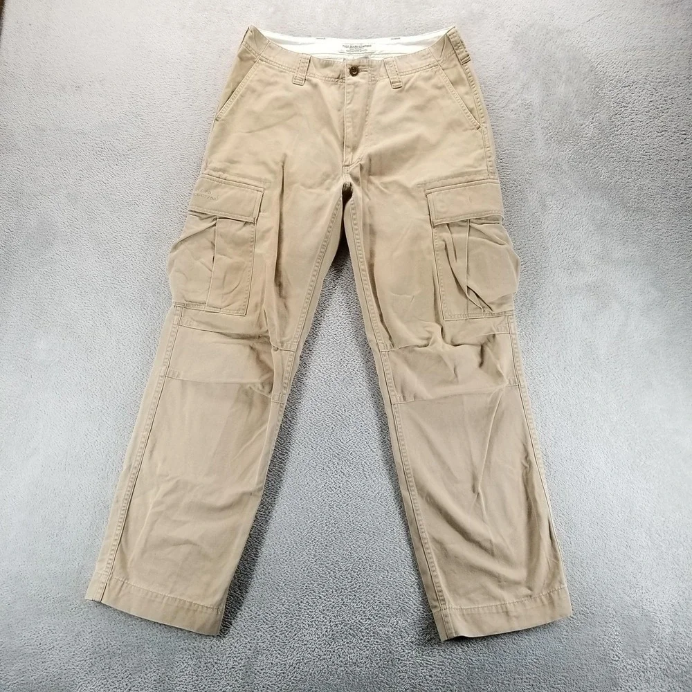 Polo Jeans Co Pants Mens 31x32 Beige Cargo Canvas Utility Casual Pockets
